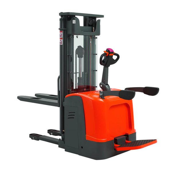 01 China cheap small walk behind stand up forklift electric pallet stacker forklift