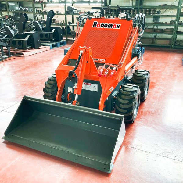 02 China baoomax cheap stand up small mini loader skid steer with 4 in 1 bucket